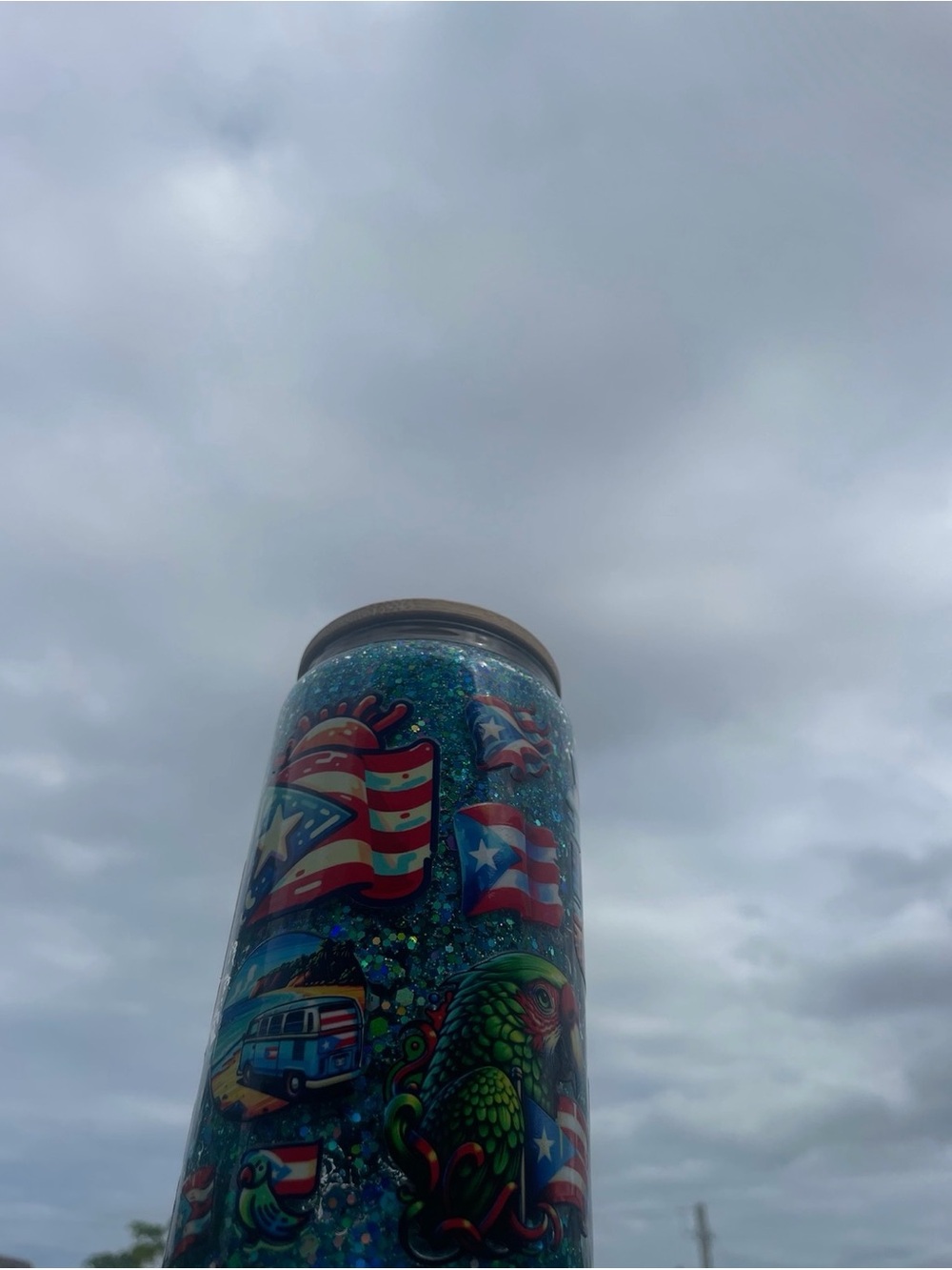 Patriotic Blue Glitter Travel Tumbler - Unbranded